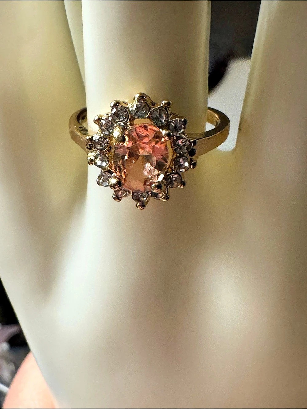 Pink Stone Gold-Tone Ring Like New